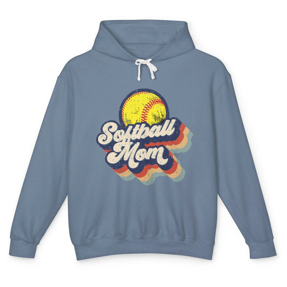 Retro Softball Mom Catcher Pitcher Mothers Softball Player Unisex Lightweight Hoodie