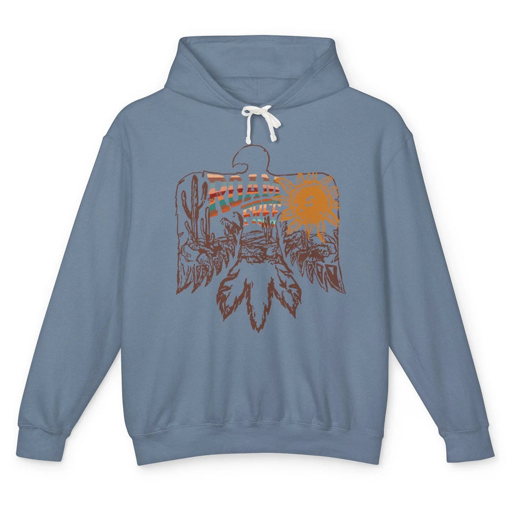 Retro Thunderbird Desert Cactus Roam Free Western Country Unisex Lightweight Hoodie