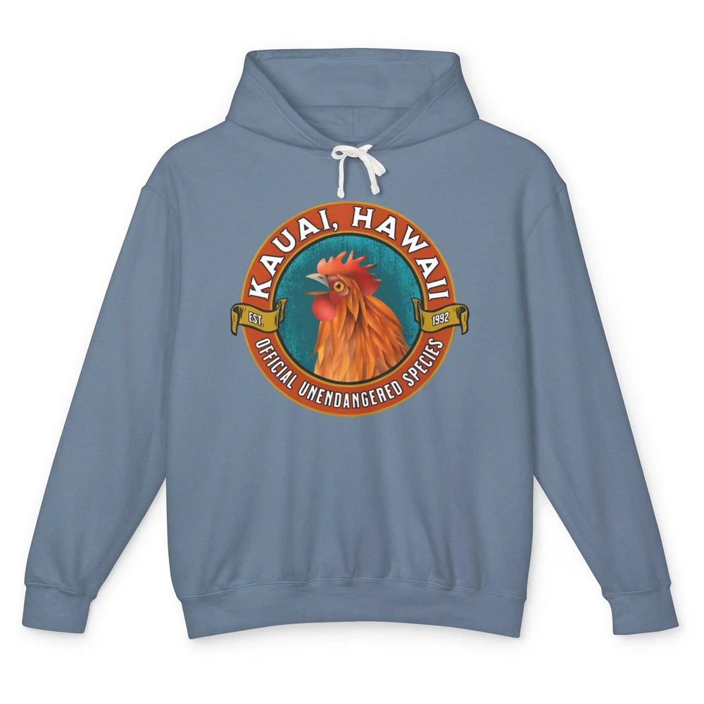 Funny Chicken Rooster Kauai Hawaii Unendangered Species Unisex Lightweight Hoodie