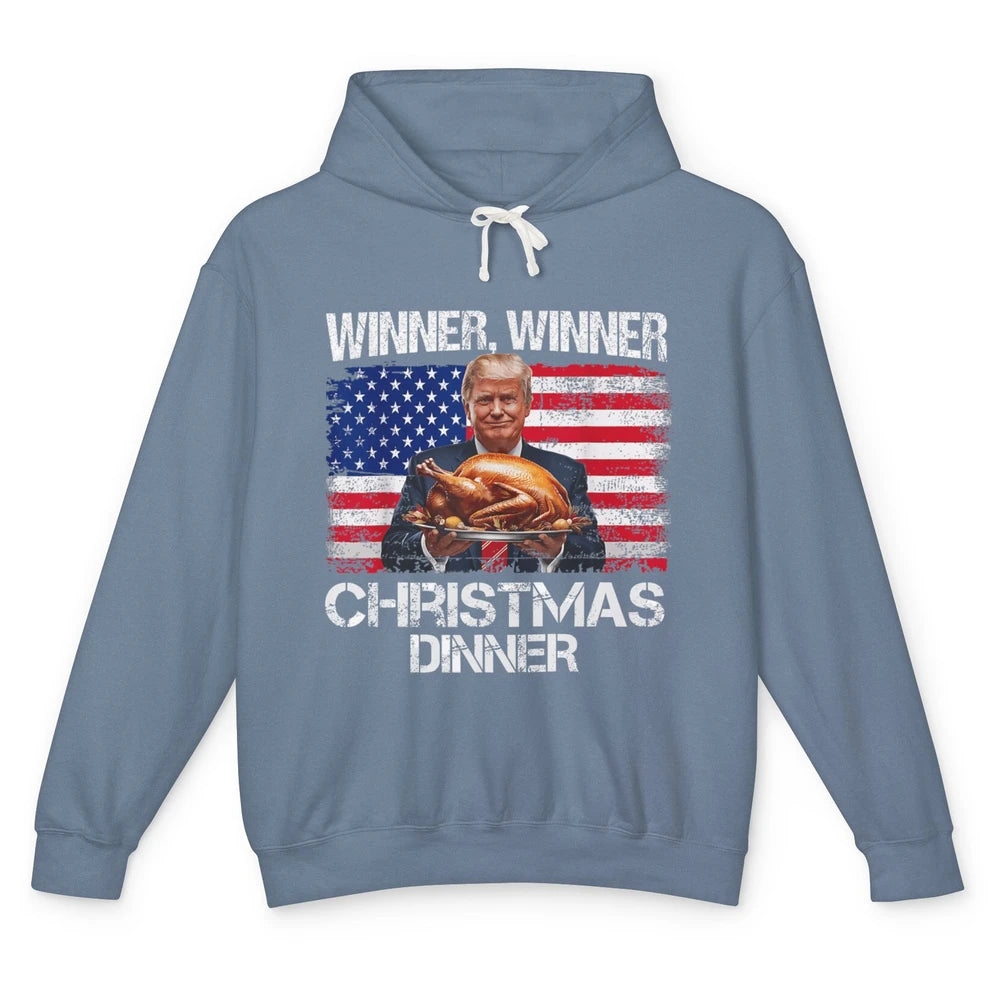 Funny Trump Winner Christmas Dinner Santa President Donald Trump Turkey Sarcastic Xmas Unisex Lightweight Hoodie