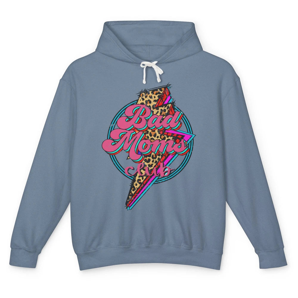 Leopard Proud Member Of Bad Moms Club Lightning Bolt Western Unisex Lightweight Hoodie