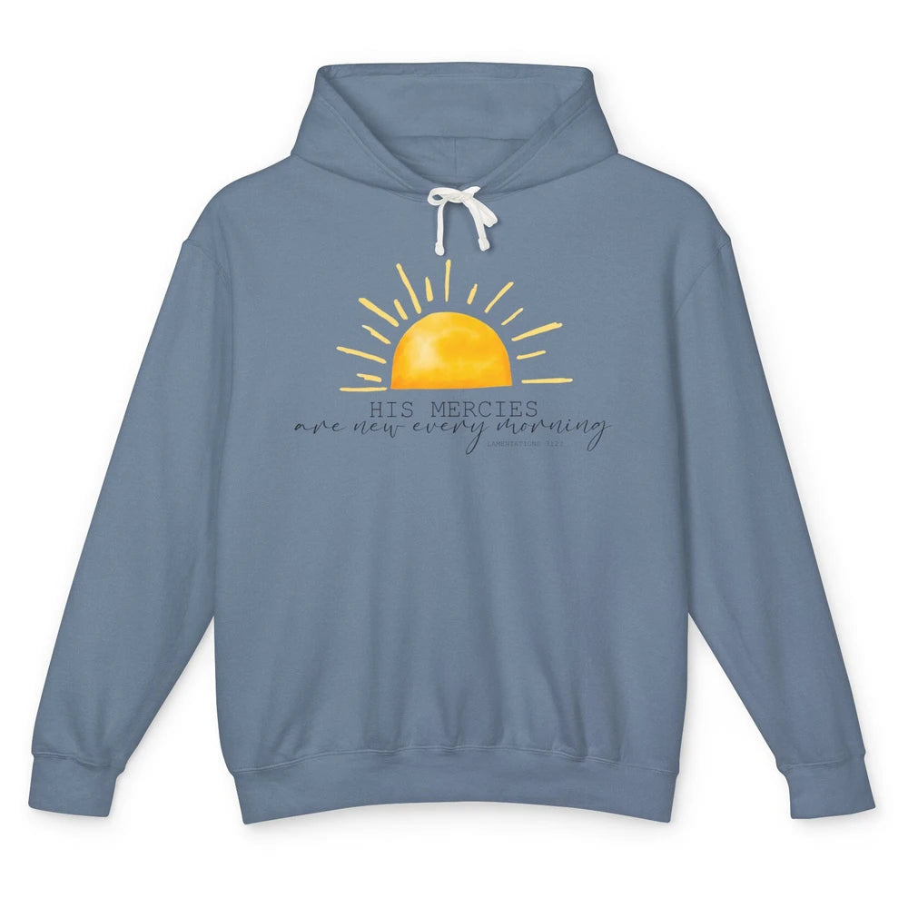 Retro Sunshine His Mercies Are New Every Morning Christian Unisex Lightweight Hoodie