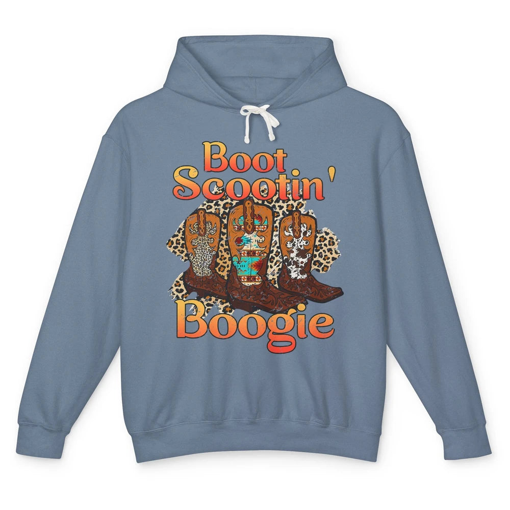 Leopard Cowboy Boots Rodeo Scooting Boogie Western Country Unisex Lightweight Hoodie