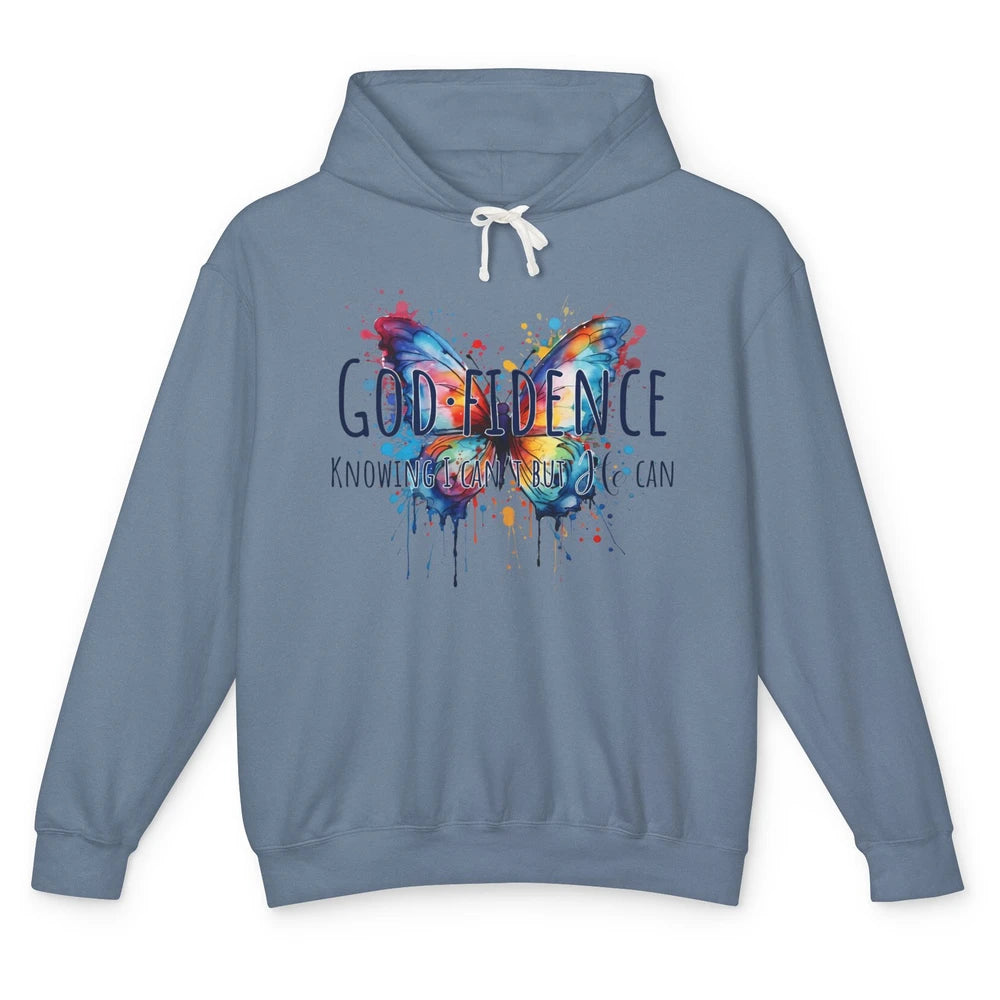 Christian God Fidence Know I Can't But He Can Inspirational Unisex Lightweight Hoodie