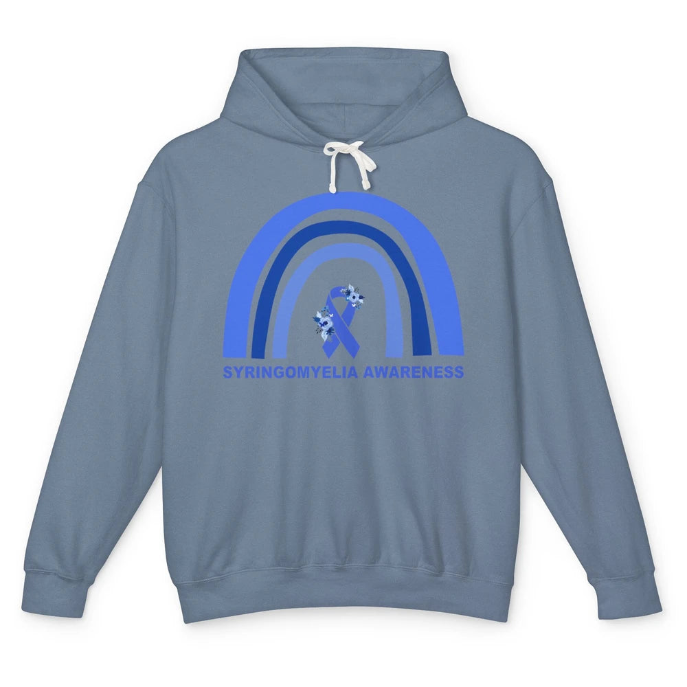 Syringomyelia Awareness Floral Blue Ribbon Rainbow Unisex Lightweight Hoodie