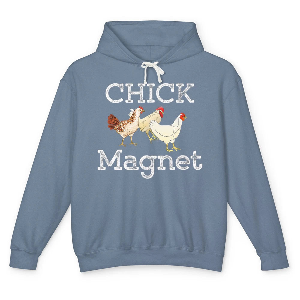 Funny Chicken Magnet Retro Farm Farmer Rooster Farming Chick Unisex Lightweight Hoodie