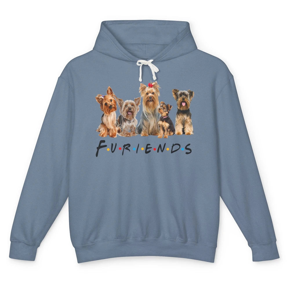 Funny Yorkie Furiends Merry Christmas Hat Yorkshire Terrier Unisex Lightweight Hoodie