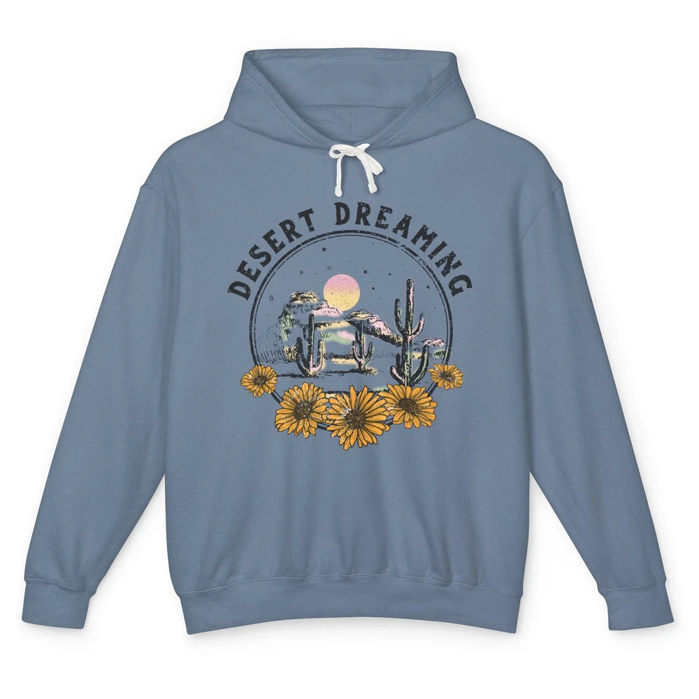 Desert Dreaming Sunflower Cactus Sun Southwestern Wilderness Unisex Lightweight Hoodie