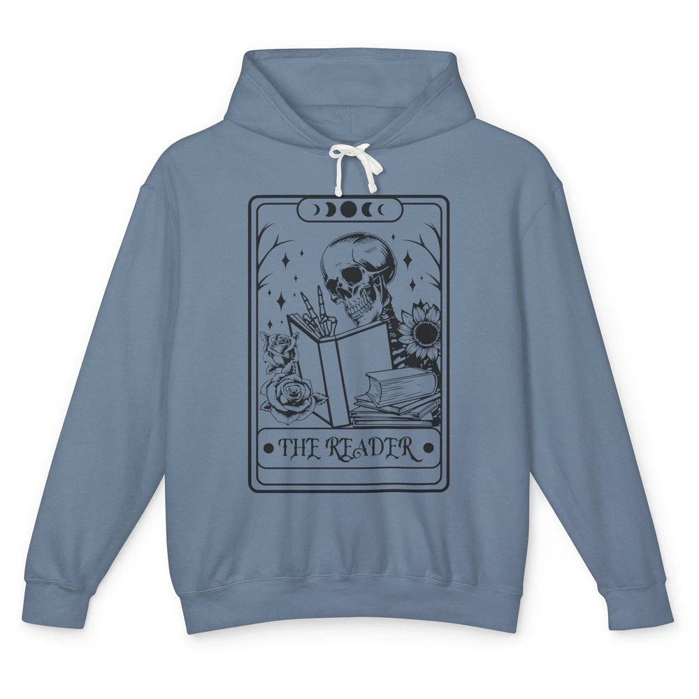 Retro Skeleton The Reader Tarot Card Halloween Romance Book Unisex Lightweight Hoodie