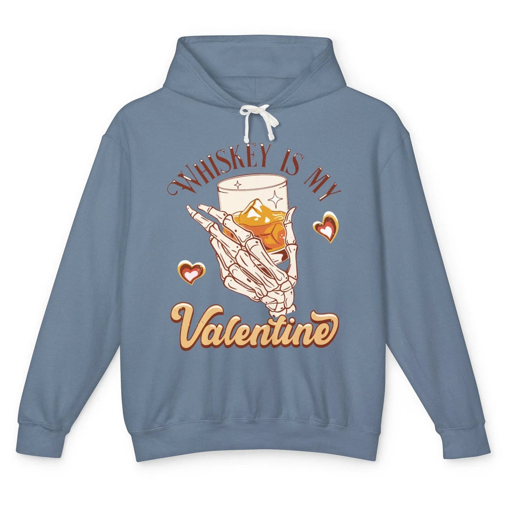 Whiskey is My Valentine Western Drinking Skeleton Valentine Unisex Lightweight Hoodie