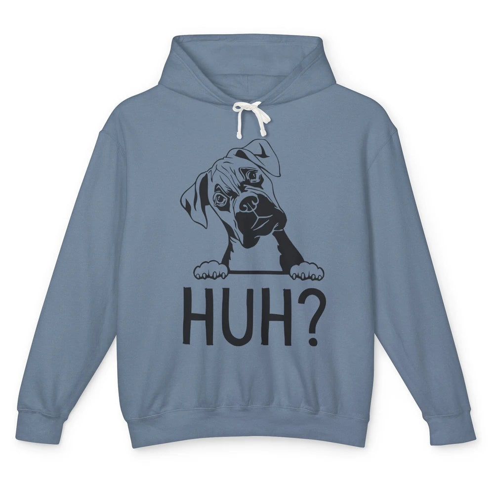 Funny Boxer Dog Black White Huh? Dog Boxer Lovers Gift Unisex Lightweight Hoodie