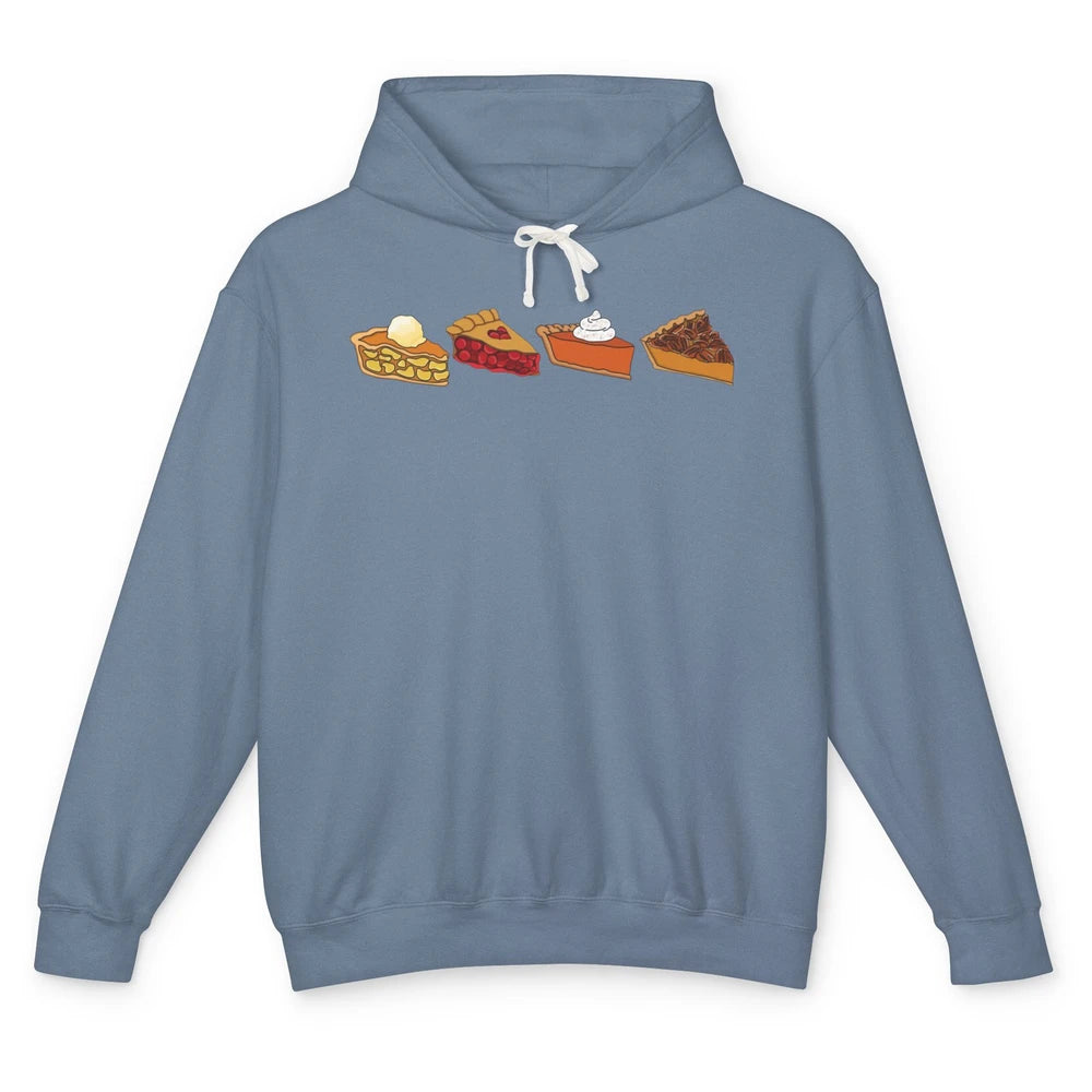 Retro Thanksgiving Pies Pumpkin Pie Pecan Pie Apple Pie Fall Unisex Lightweight Hoodie