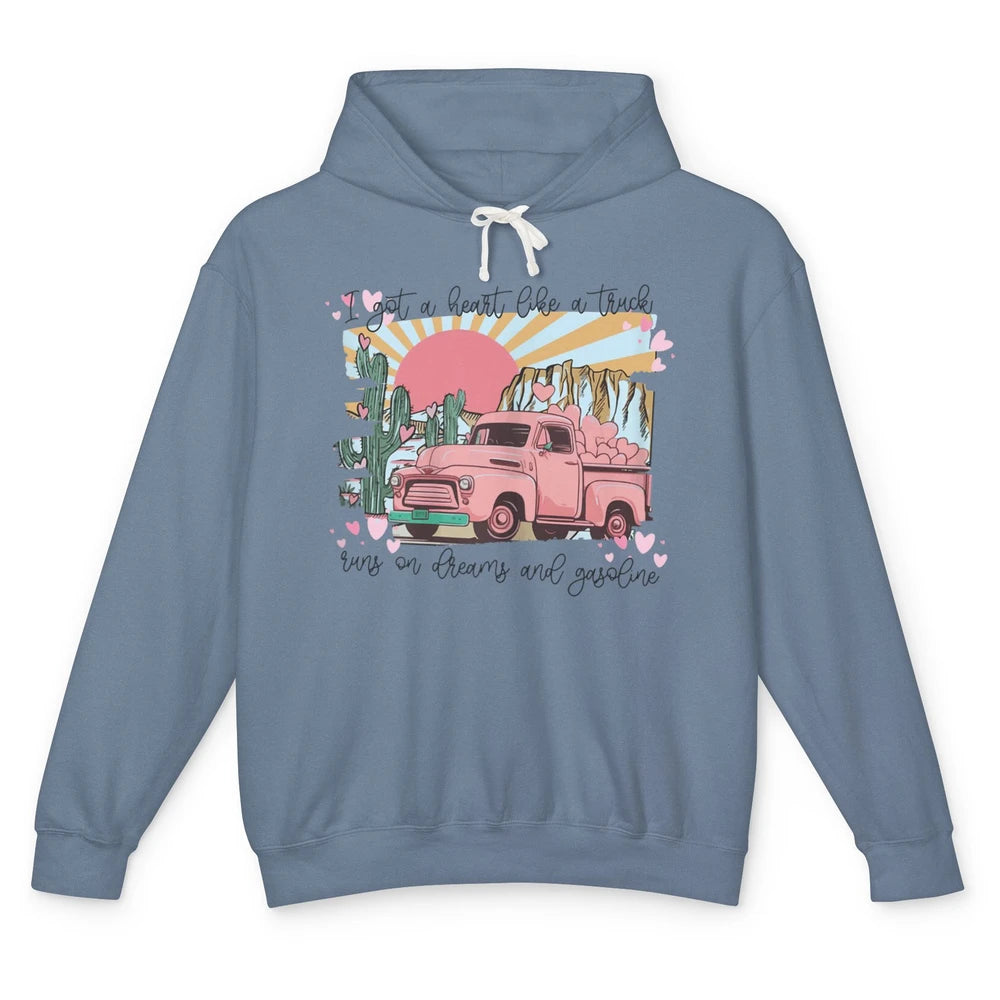 Western Sunset Cowgirl I Got Heart Like Truck Rodeo Cactus Unisex Lightweight Hoodie