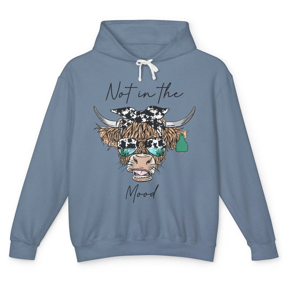 Funny Highland Cow Glasses Not In The Mood Western Country Unisex Lightweight Hoodie