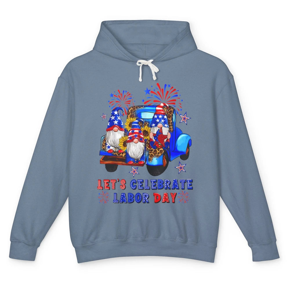 Funny Gnomes Gnomies Happy Labor Day Party American Flag Unisex Lightweight Hoodie