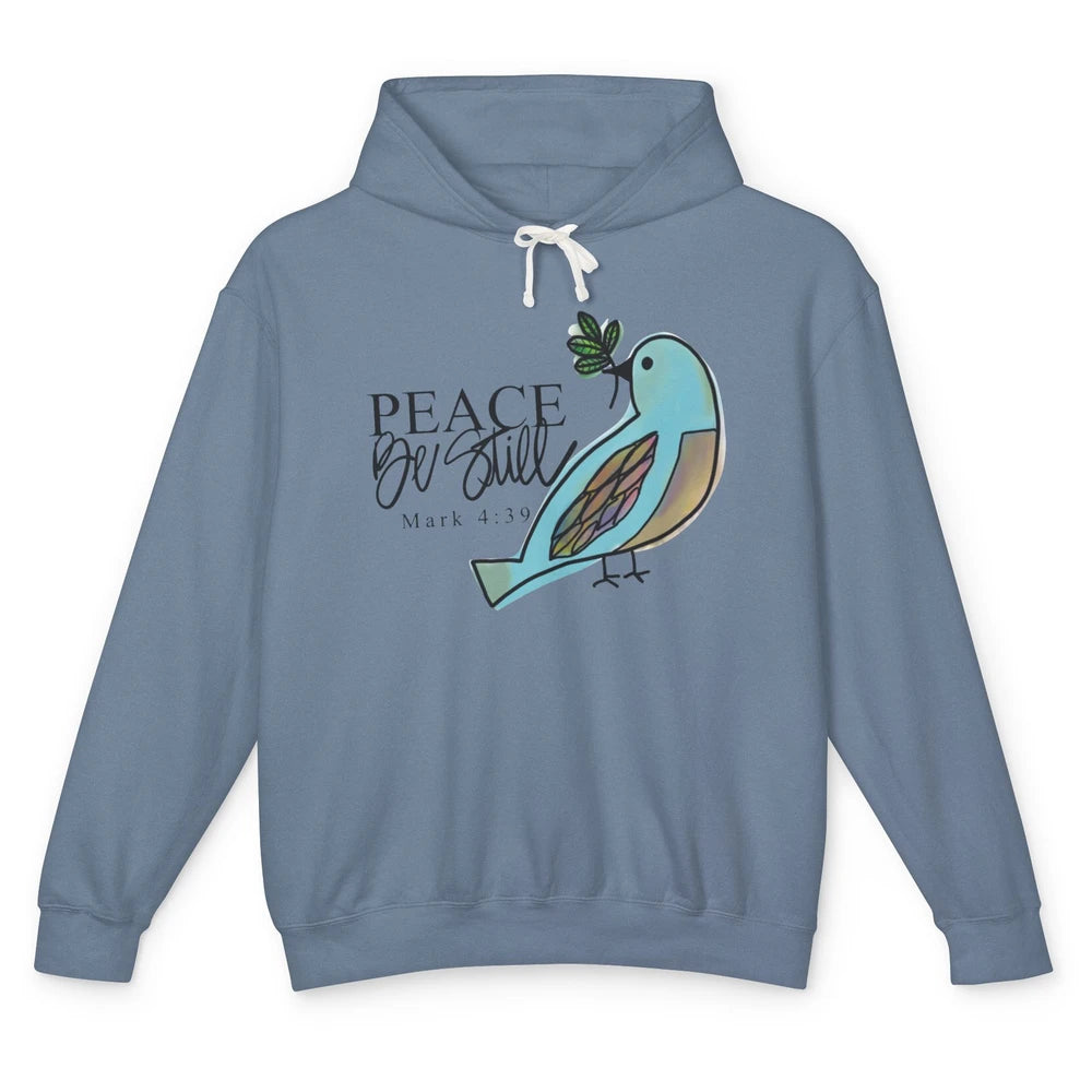 Bird Peace Be Still And Know Bible Verse Christian Religious Unisex Lightweight Hoodie