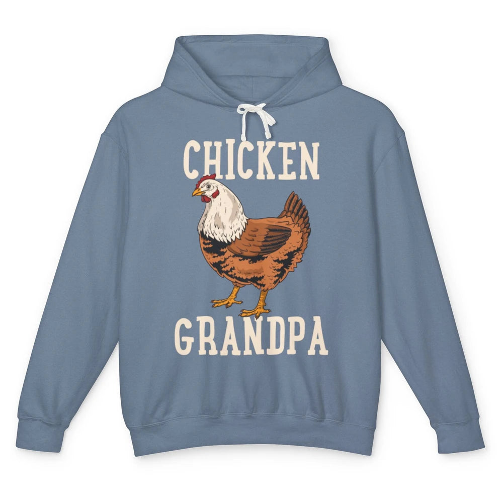 Retro Chicken Grandpa Funny Grandfather Vintage Farm Animal Unisex Lightweight Hoodie