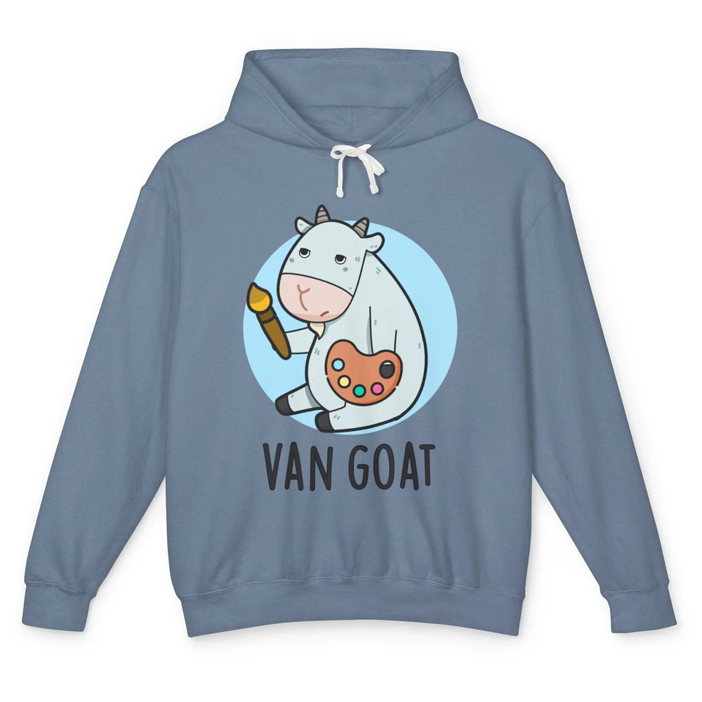 Funny Van Goat Humor Cute Farm Animal Artist Pun Sarcastic Unisex Lightweight Hoodie