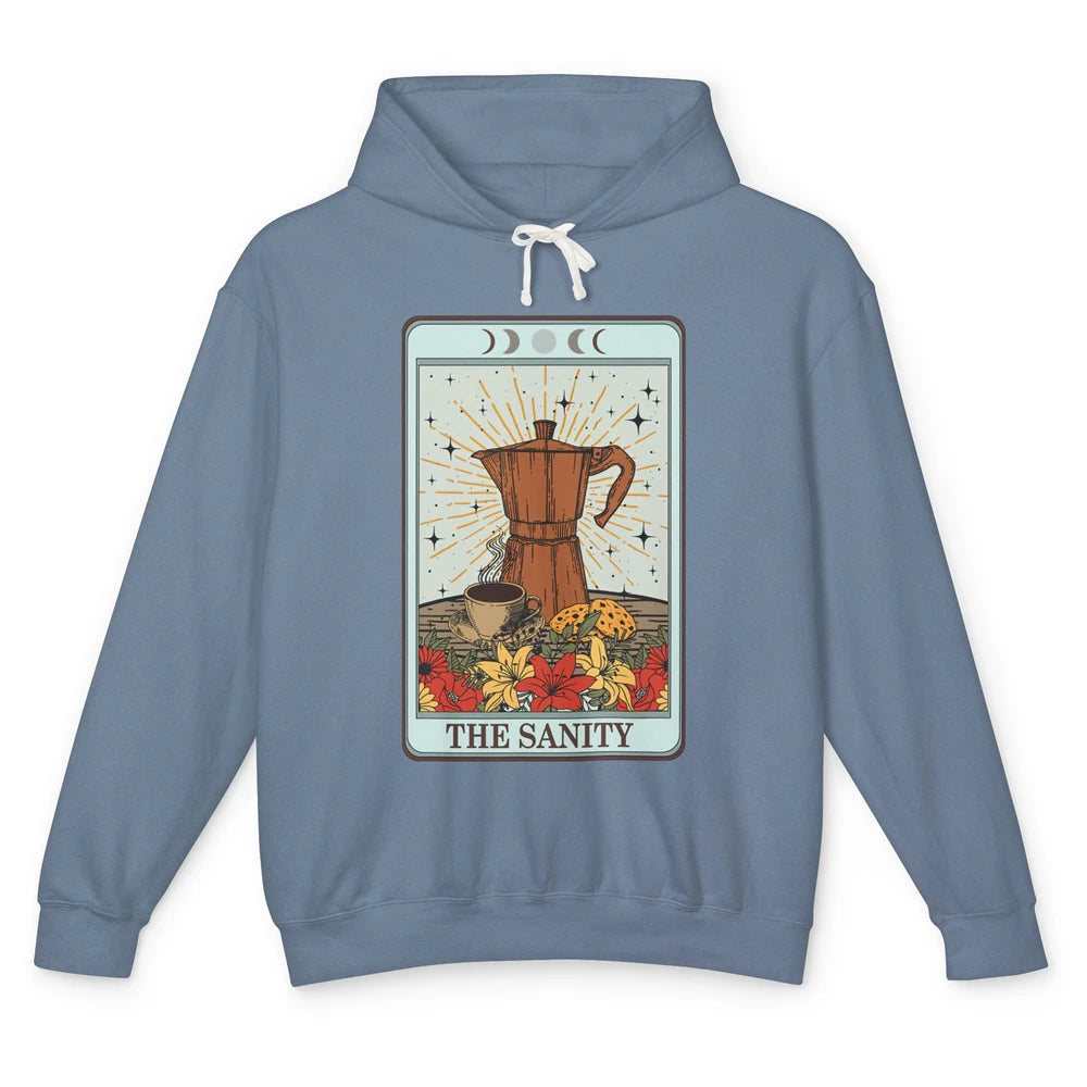 Retro Coffee Tarot Card The Sanity Floral Baker Moon Phases Unisex Lightweight Hoodie