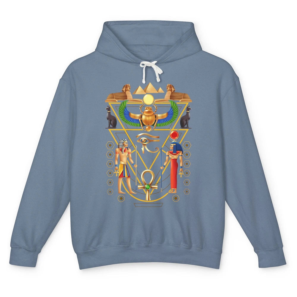 Cool Ancient Egyptian Culture Scarab Artifact Ankh Horus Eye Unisex Lightweight Hoodie