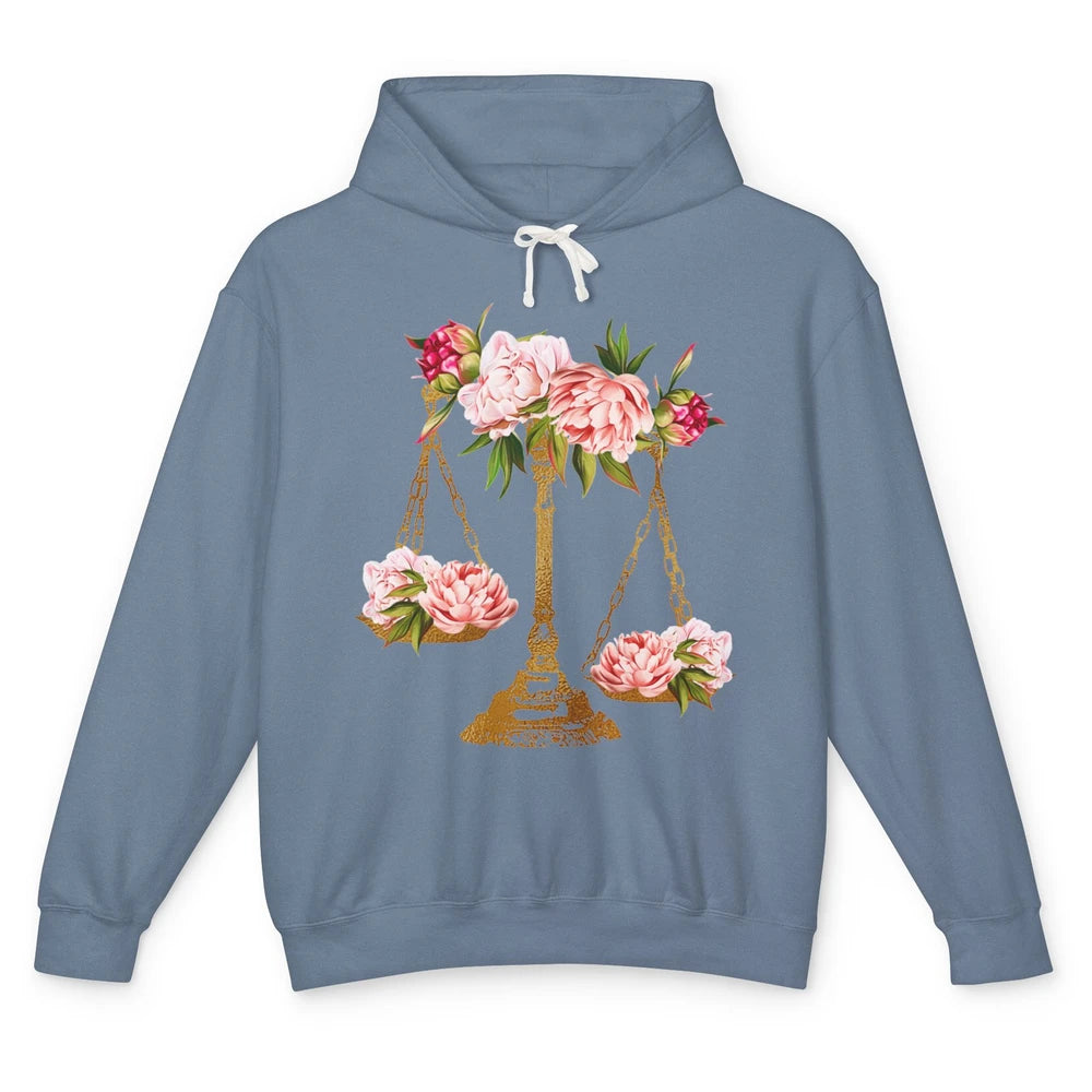 Wildflowers Lawyer Office Scales Decor Justice Law School Unisex Lightweight Hoodie