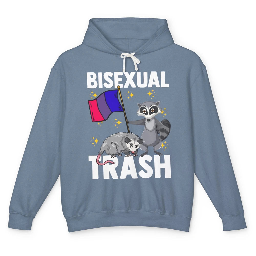 Raccoon LGBT Bisexual Trash Funny Flag Pride Animal Lovers Unisex Lightweight Hoodie