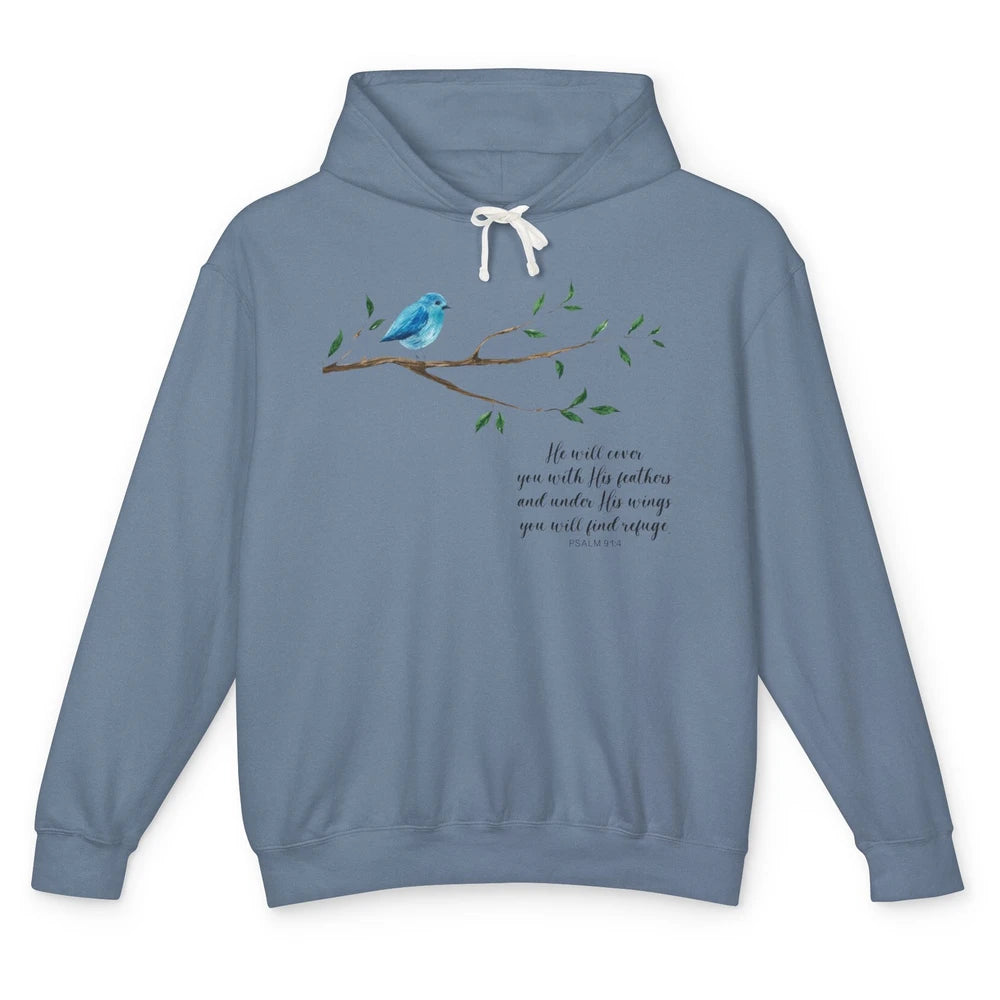 Christian God Cover You With His Feathers Bible Religious Unisex Lightweight Hoodie