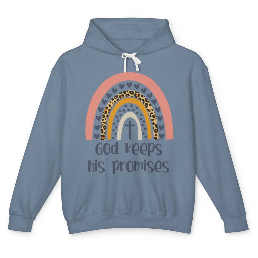 Leopard Rainbow God Keeps His Promises Christian Religious Unisex Lightweight Hoodie