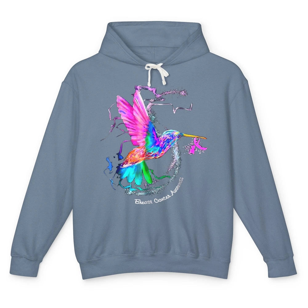 Breast Cancer Awareness Hummingbird Sunflower Pink Ribbon Unisex Lightweight Hoodie