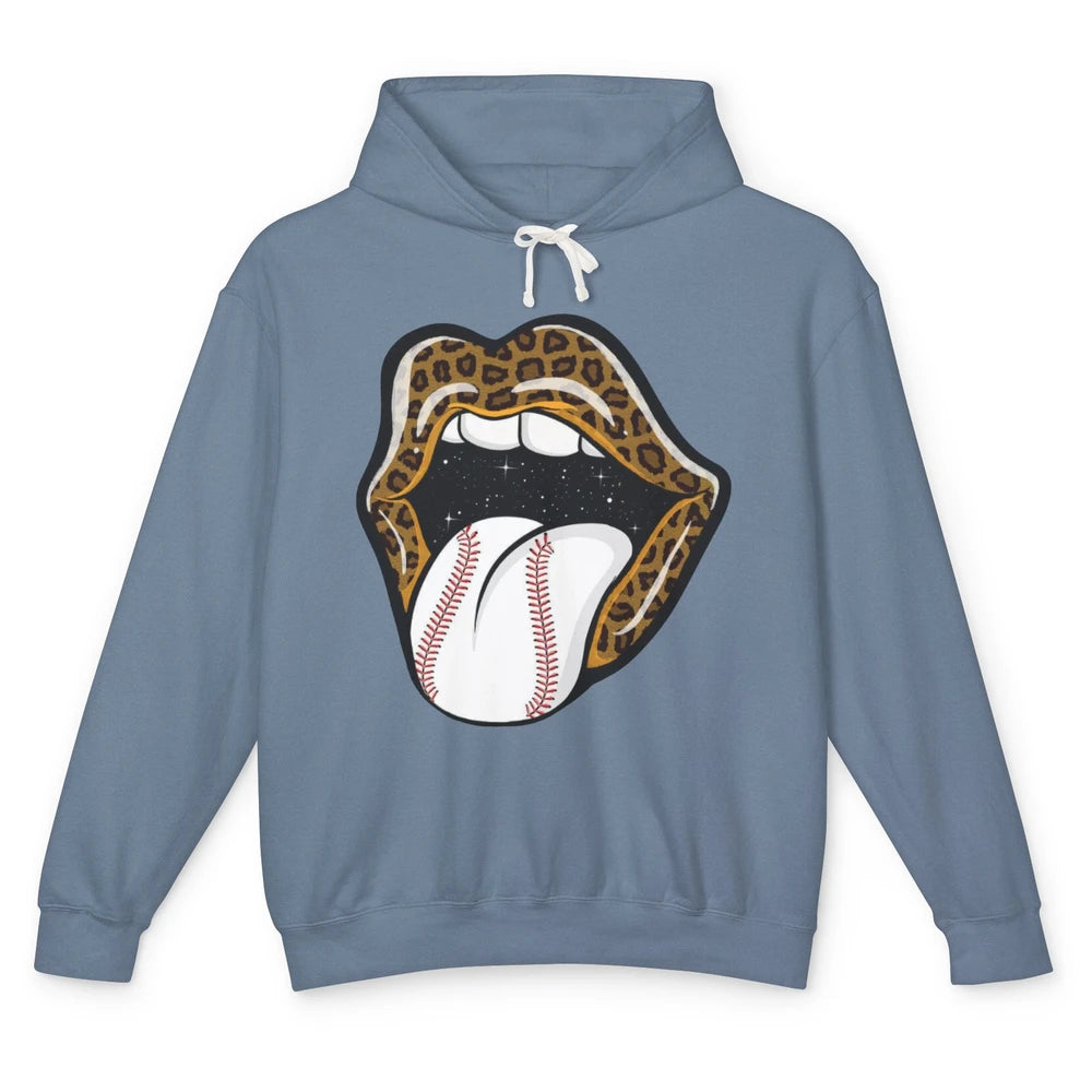 Baseball Lovers Leopard Lips Baseball Players Gift Unisex Lightweight Hoodie