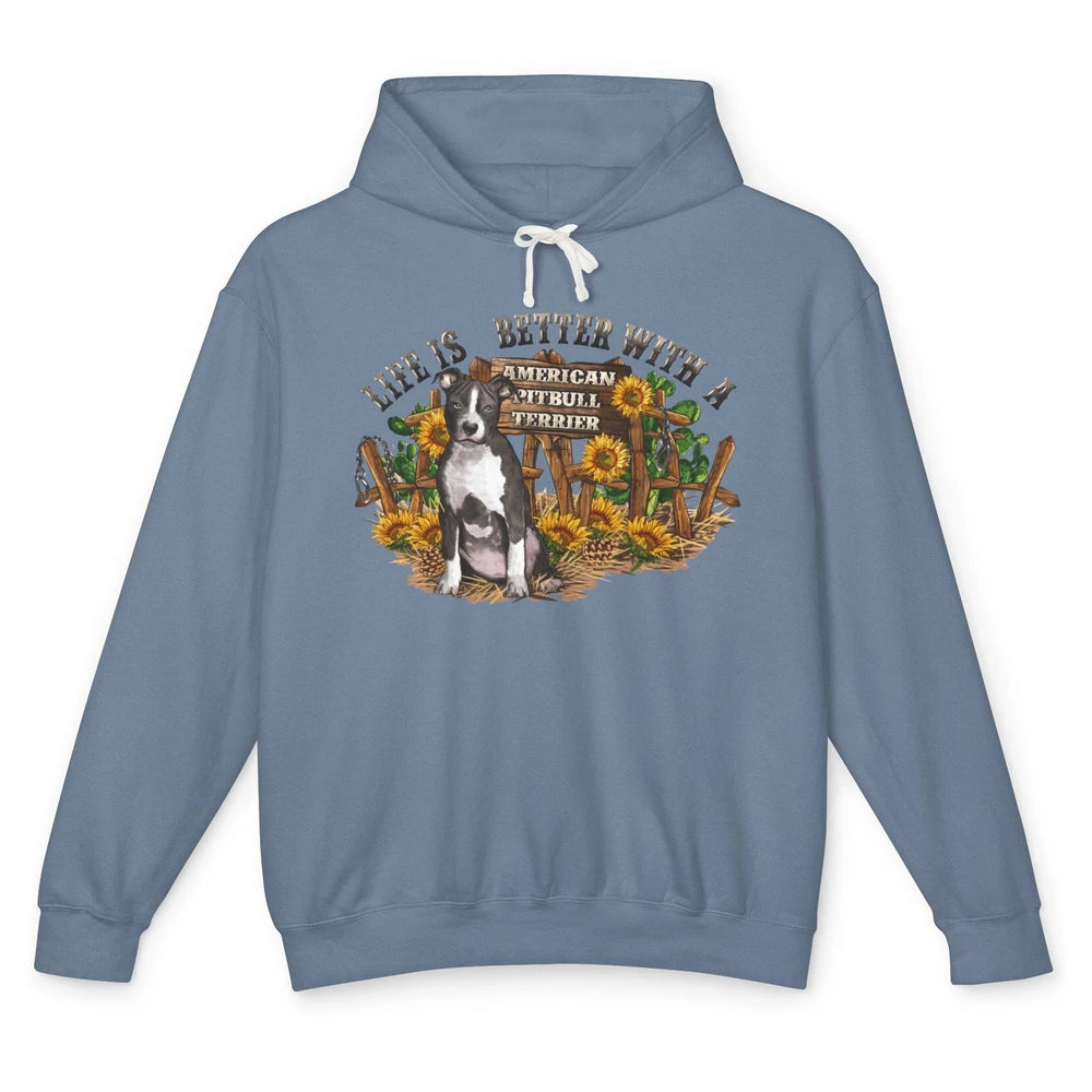 Sunflower Life Is Better With American Pitbull Terrier Mom Unisex Lightweight Hoodie