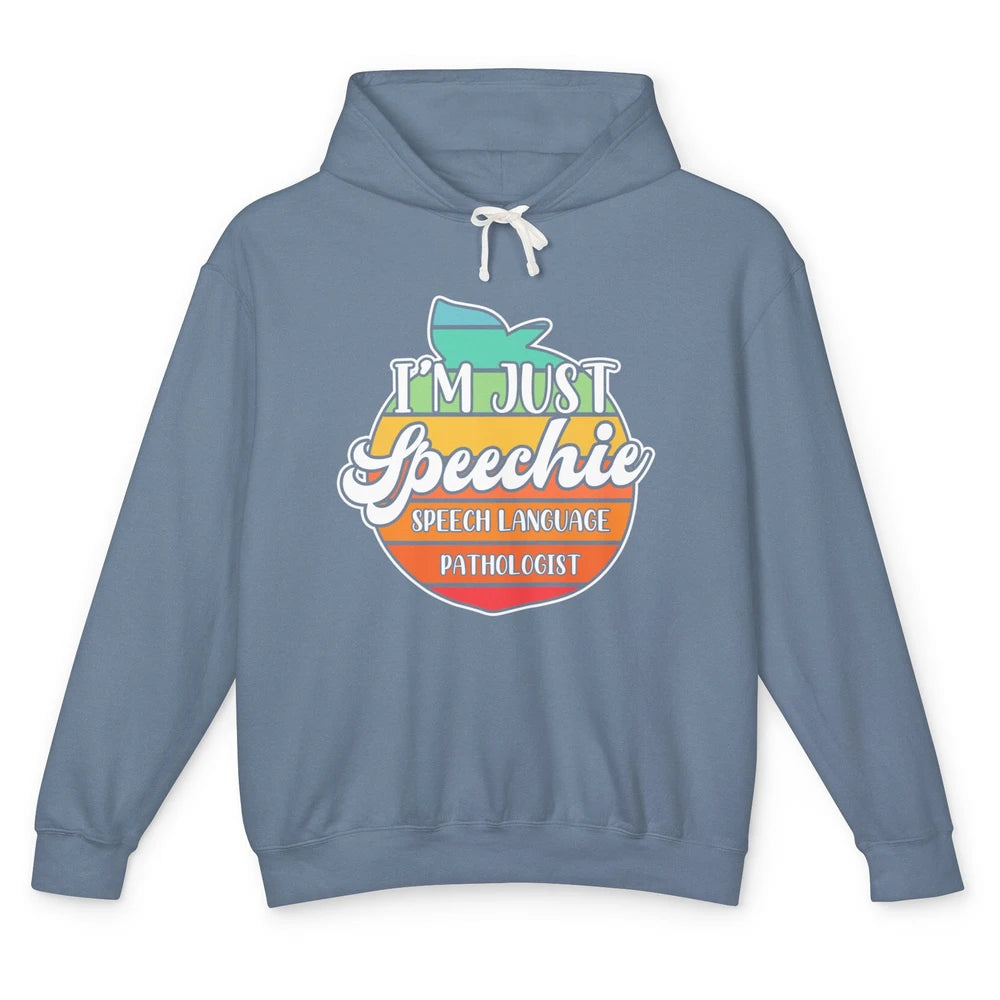 Just Speechie Peach Speech Language Pathologist Sped Retro Unisex Lightweight Hoodie