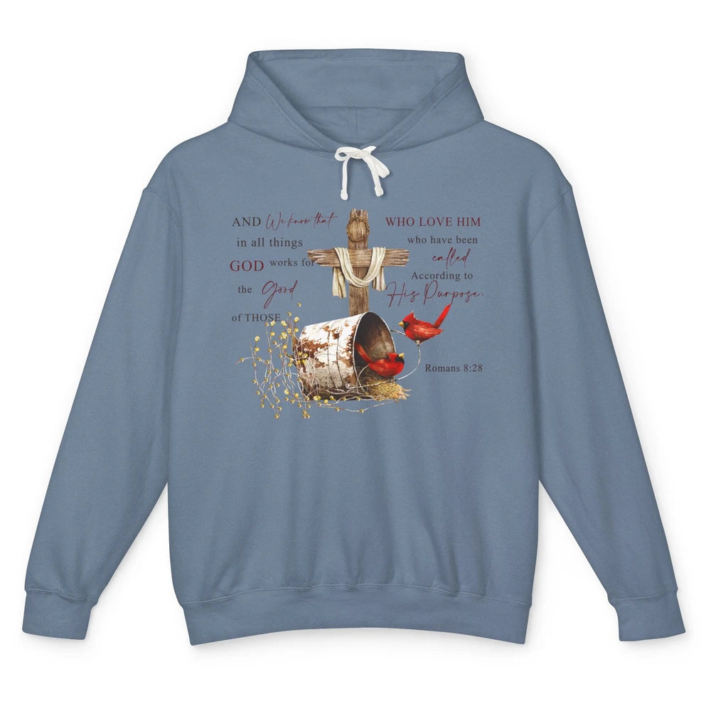 Cardinals Jesus Cross God Works For The Good Christian Gift Unisex Lightweight Hoodie