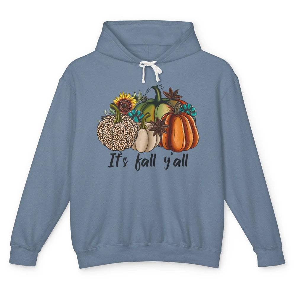 Leopard Pumpkin It's Fall Yall Fall Leaves Western Autumn Unisex Lightweight Hoodie