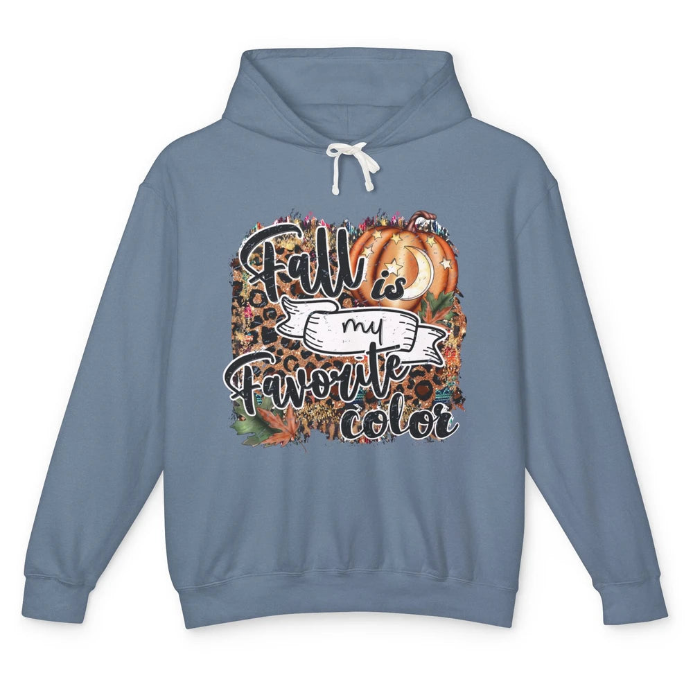 Retro Pumpkin Fall Is My Favorite Color Leopard Autumn Gift Unisex Lightweight Hoodie