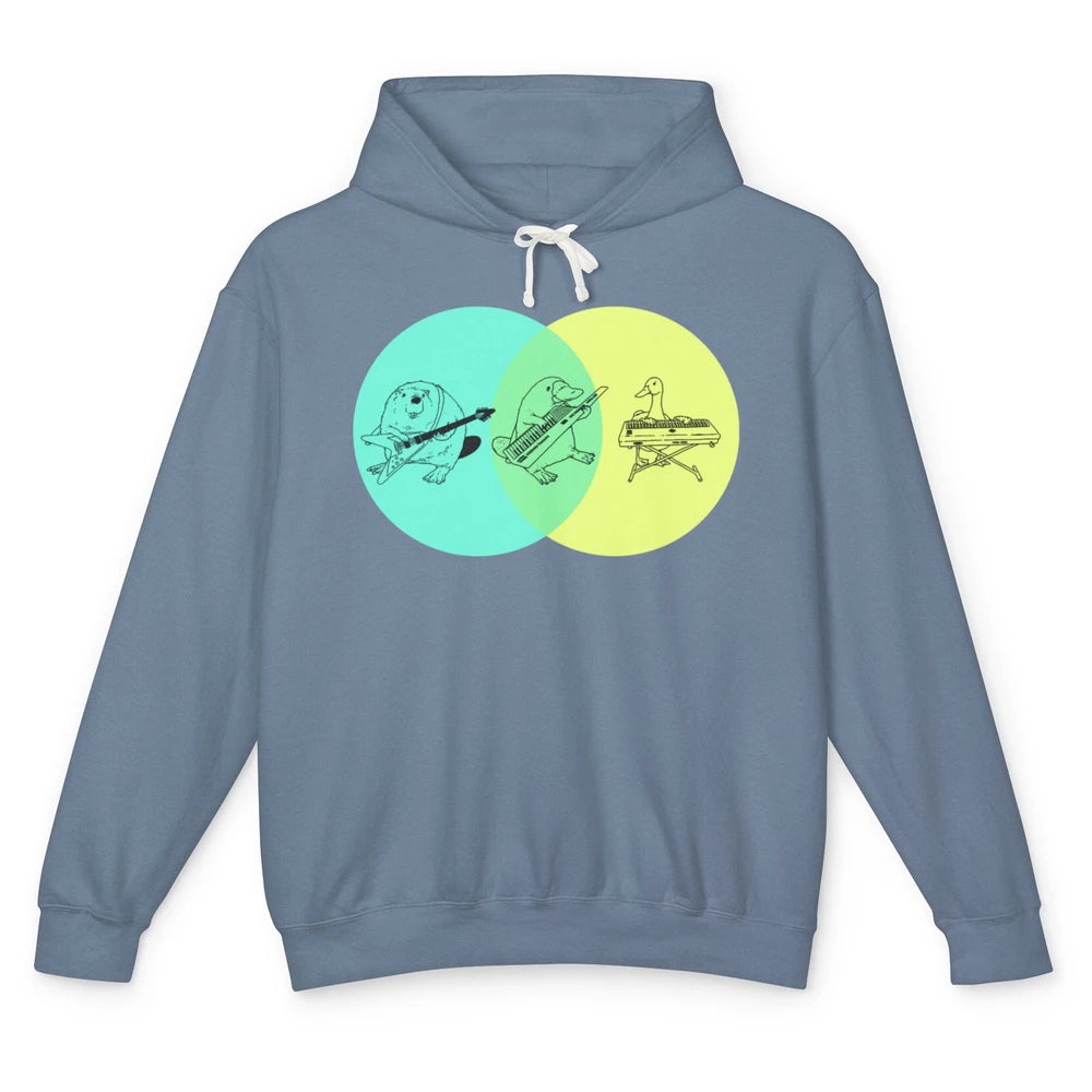 Keytar Platypus Venn Diagram Green Yellow Guitarist Music Unisex Lightweight Hoodie