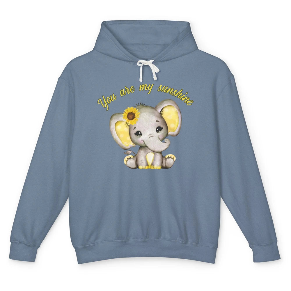 Sunflower Baby Elephant You Are My Sunshine Elephant Mom Unisex Lightweight Hoodie