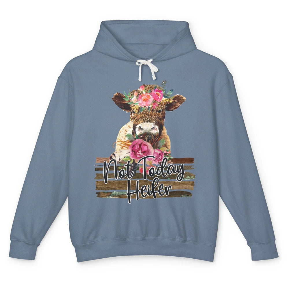 Floral Baby Cow Not Today Heifer Cow Lovers Farmer Gift Unisex Lightweight Hoodie