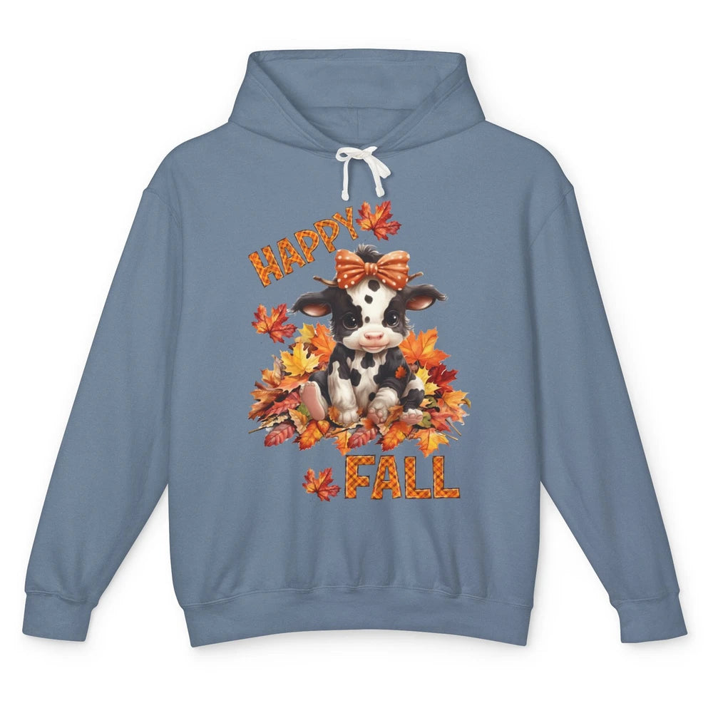 Cute Baby Cow Bandana Hay Fall Pumpkin Thanksgiving Autumn Unisex Lightweight Hoodie