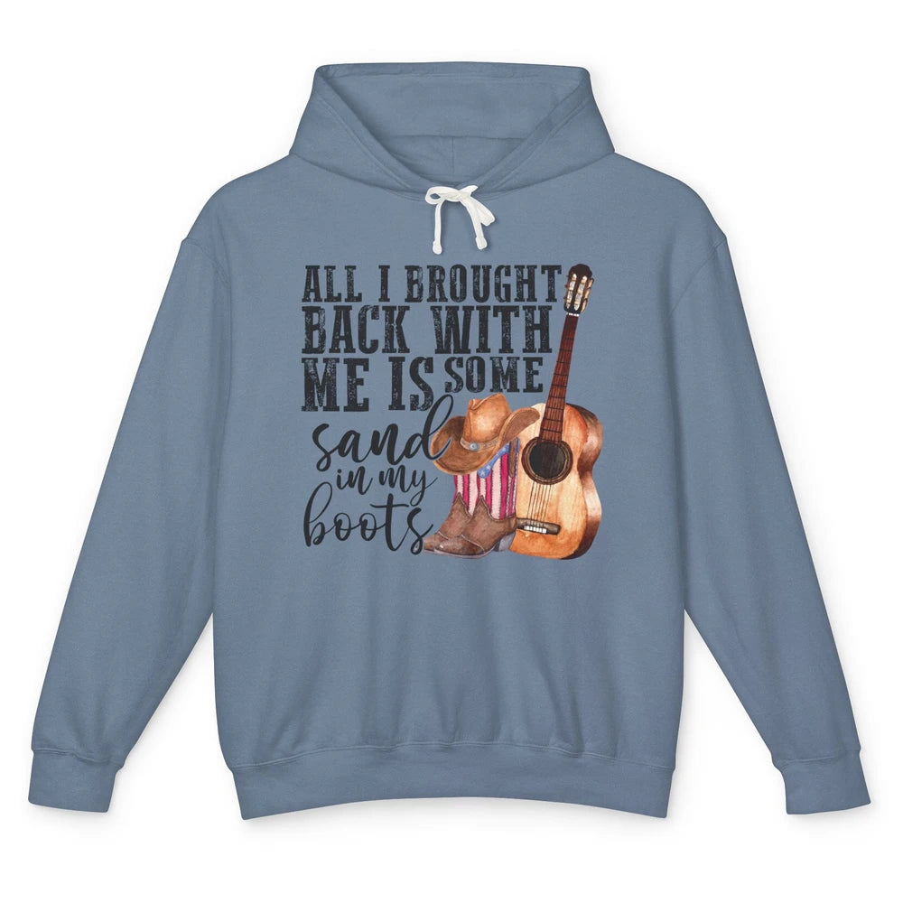 Retro Sand In My Boots Western Cowgirl Cowboy Boots Guitar Unisex Lightweight Hoodie