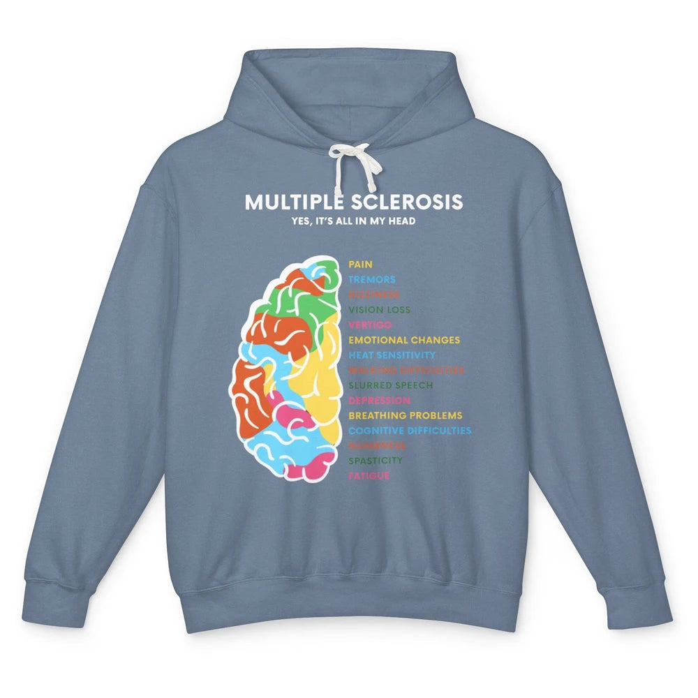 Multiple Sclerosis Awareness Its All In My Head Ms Ribbon Unisex Lightweight Hoodie