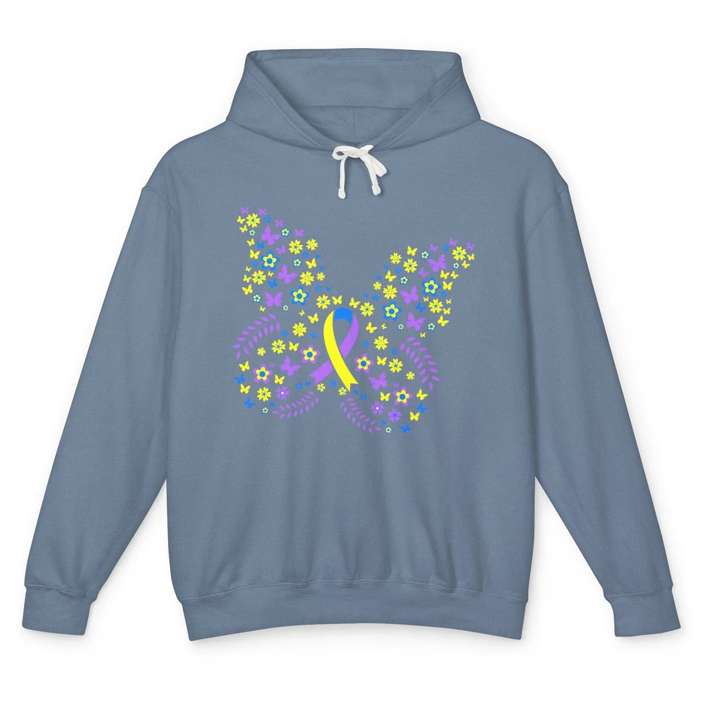 Cute Butterfly Bladder Cancer Awareness Warrior Ribbon Fight Unisex Lightweight Hoodie