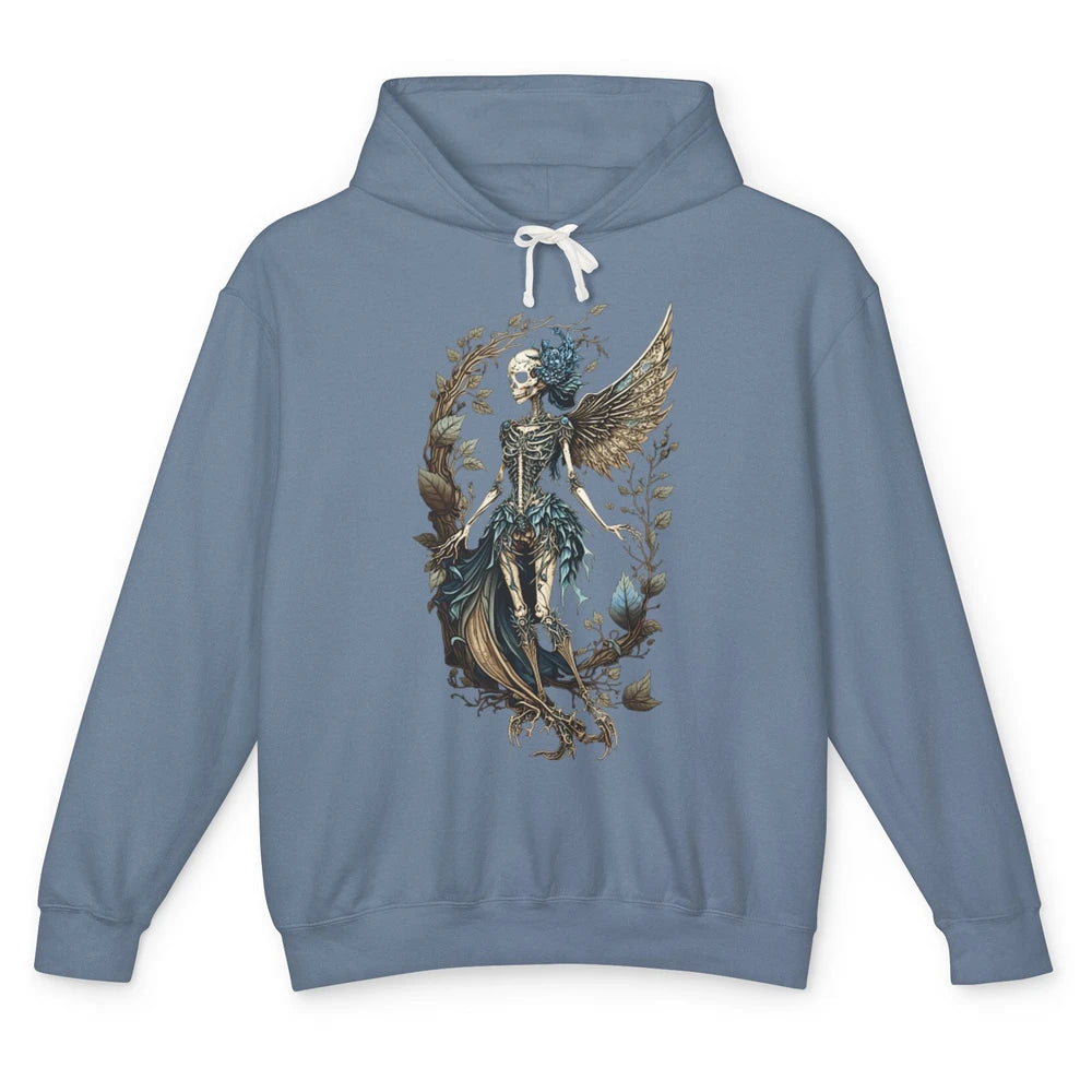 Crescent Fairy Skeleton Witchy Gothic Grunge Halloween Skull Unisex Lightweight Hoodie