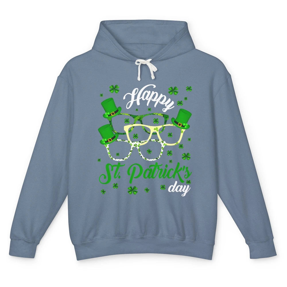 St Patrick’s Day Optometrist Glasses Shamrock Irish Lucky Unisex Lightweight Hoodie