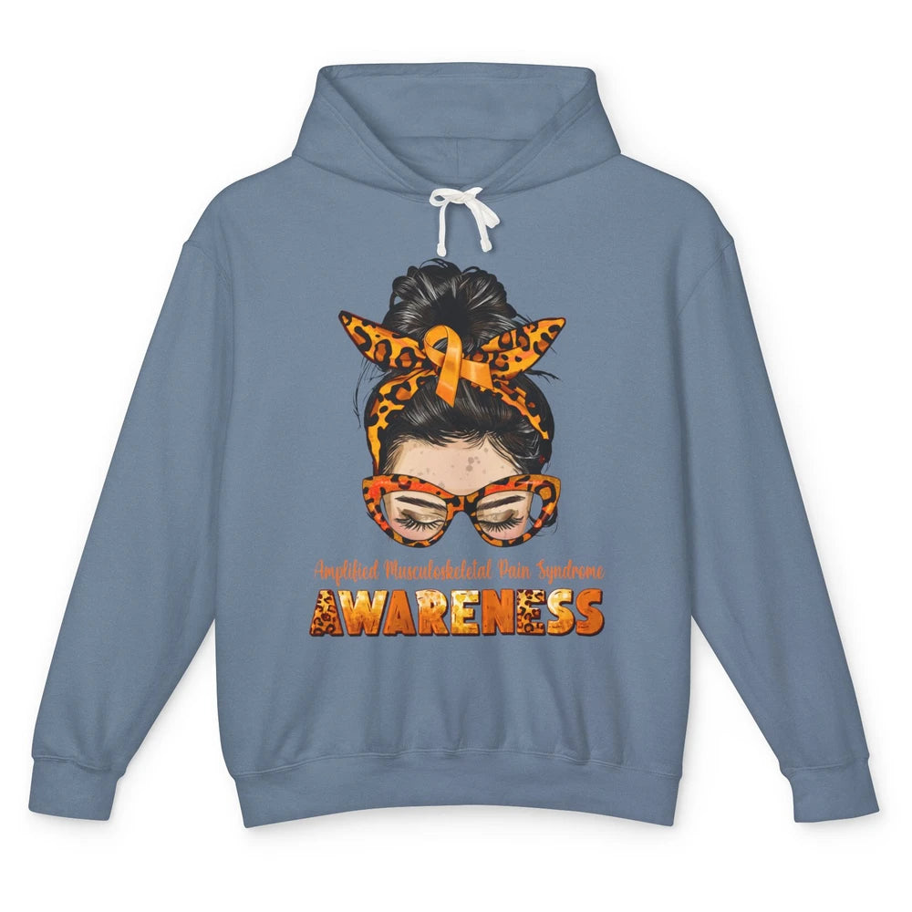 Amplified Musculoskeletal Pain Syndrome Orange Messy Bun Unisex Lightweight Hoodie