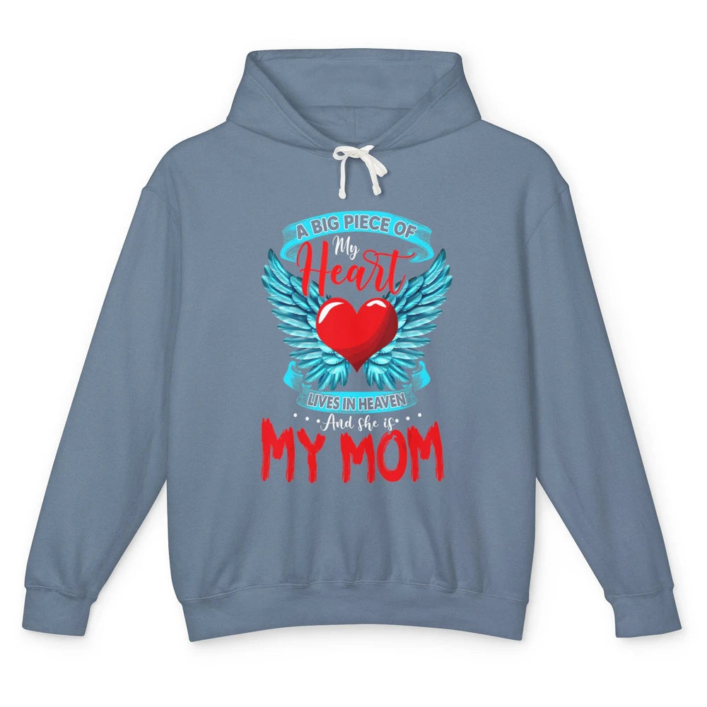 A Big Piece Of My Heart Mom In Heaven Angel Wings Guardian Unisex Lightweight Hoodie