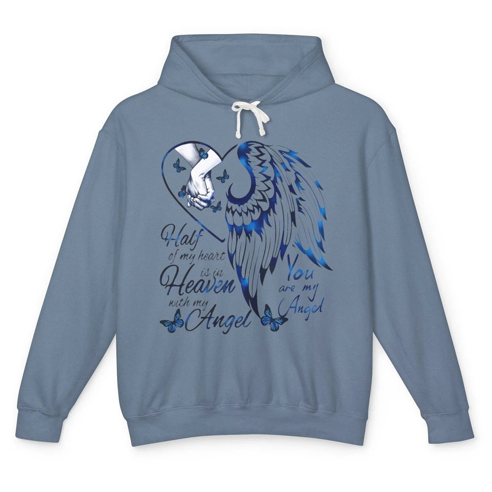 Half Of My Heart Is In Heaven With My Angel In Loving Memory Unisex Lightweight Hoodie