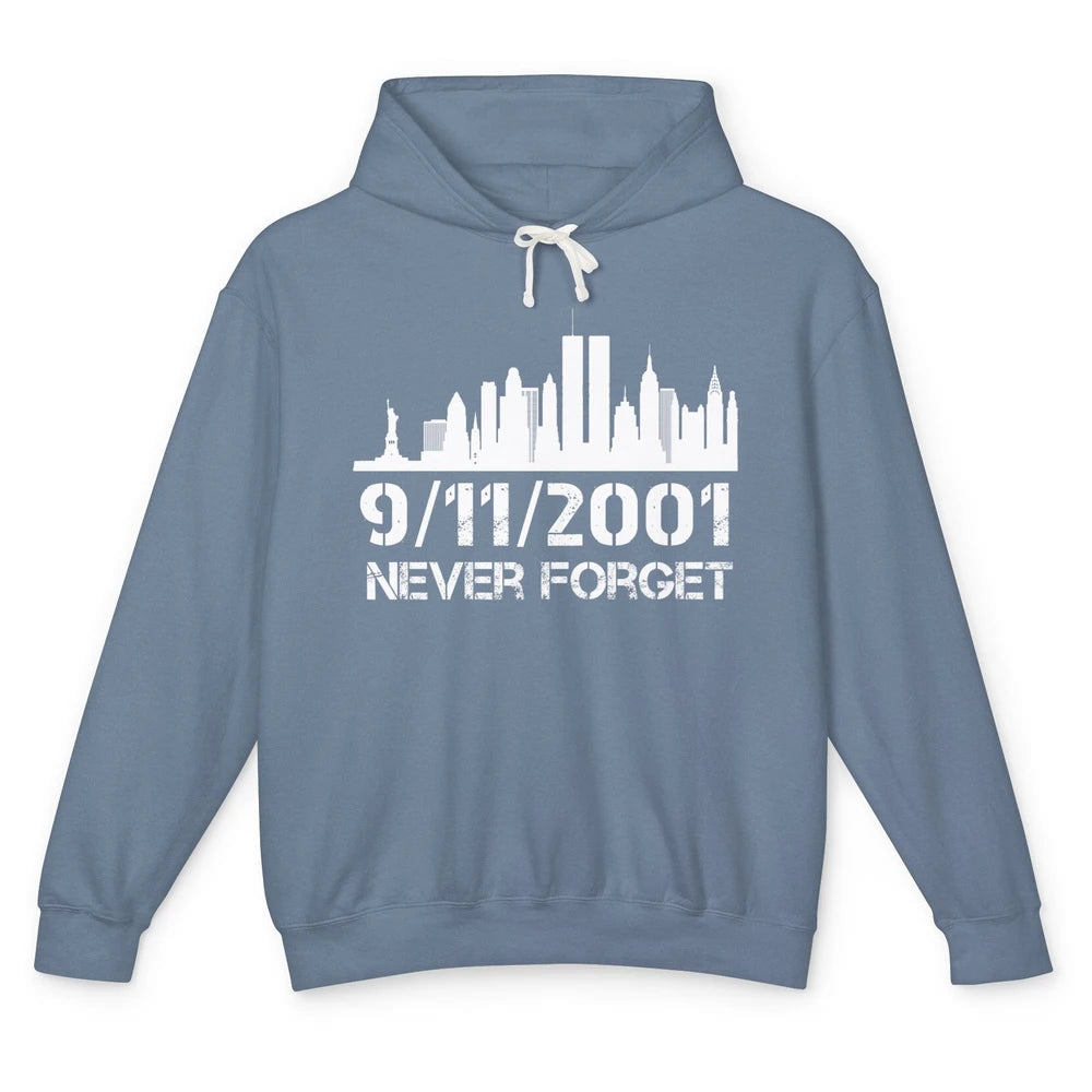 Never Forget 9/11 20th Anniversary Patriot Memorial Day Unisex Lightweight Hoodie