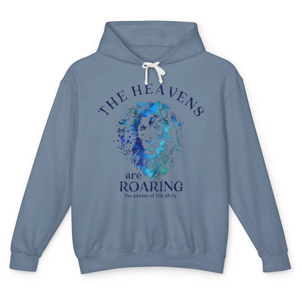 Lion Lightning Bolt Heavens Are Roaring Christian Catholic Unisex Lightweight Hoodie