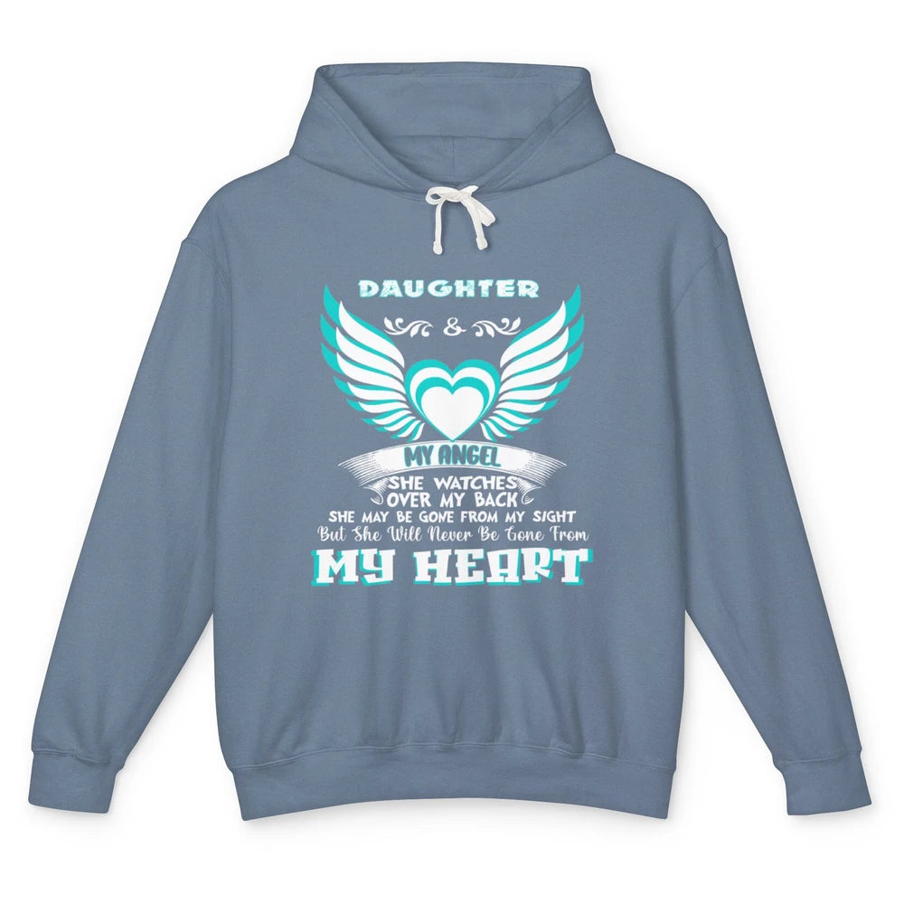 Angel Guardian She Watch Over My Back My Daughter In Heaven Unisex Lightweight Hoodie